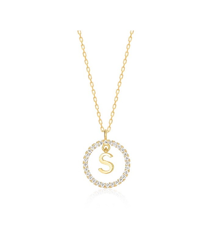 Collar Plata Inicial Circulo Brillante Gold - Imagen 16