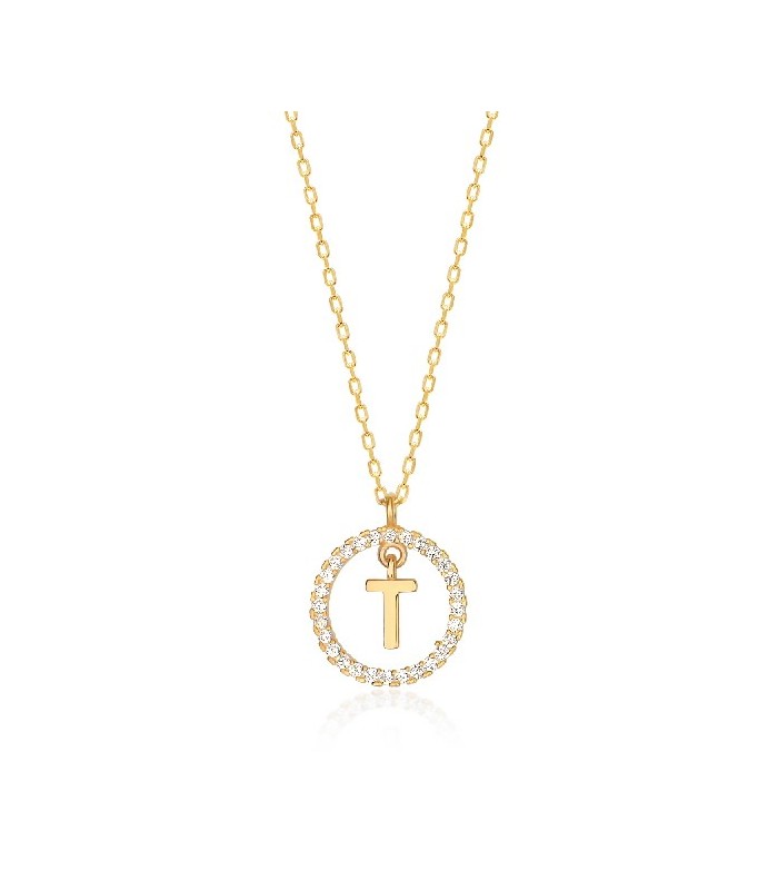 Collar Plata Inicial Circulo Brillante Gold - Imagen 17