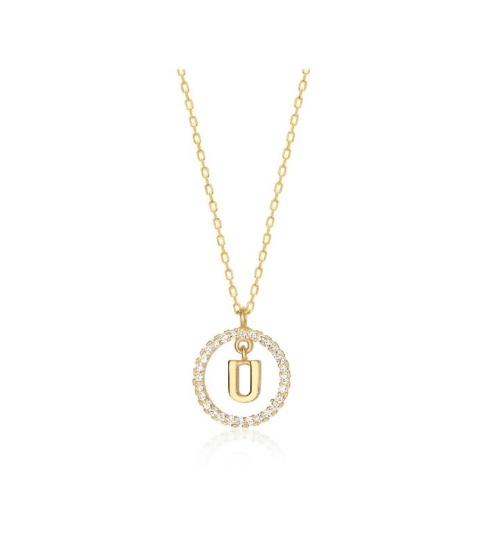 Collar Plata Inicial Circulo Brillante Gold - Imagen 18