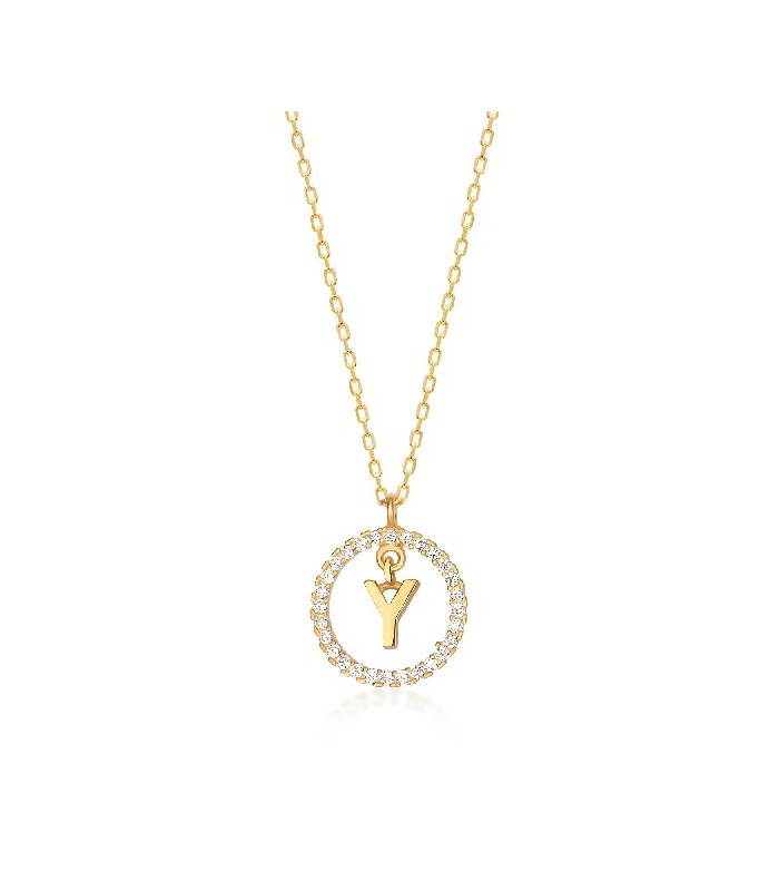 Collar Plata Inicial Circulo Brillante Gold - Imagen 20