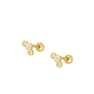 Piercing Plata Triple Circonita Gold