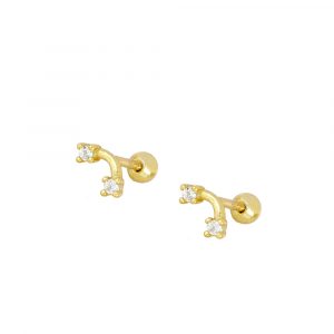 Piercing Plata Doble Circonita Garra Gold