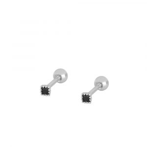 Piercing Plata Cuadrado Circonita Negra