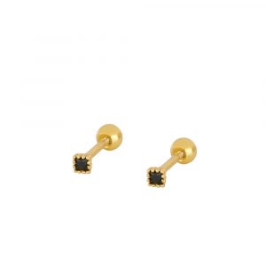 Piercing Plata Cuadrado Circonita Negra Gold