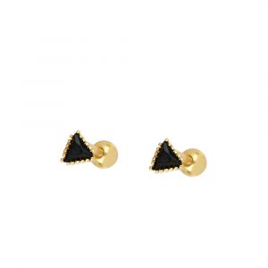 Piercing Plata Triangulo Circonita Negra Gold