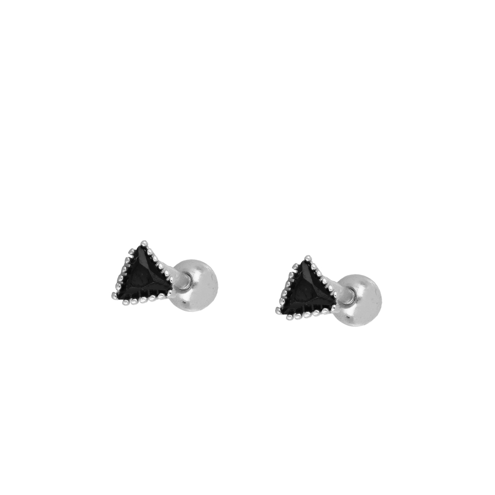 Piercing Plata Triangulo Circonita Negra