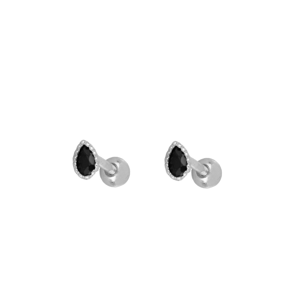 Piercing Plata Gota Circonita Negra