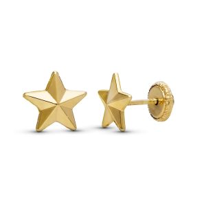 Pendientes Oro amarillo Estrella 5 Puntas de 6mm