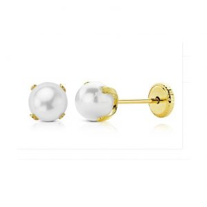 Pendientes Oro amarillo de 18k y Perla de 4mm