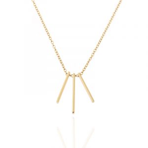 Collar Plata Triple Barra Gold