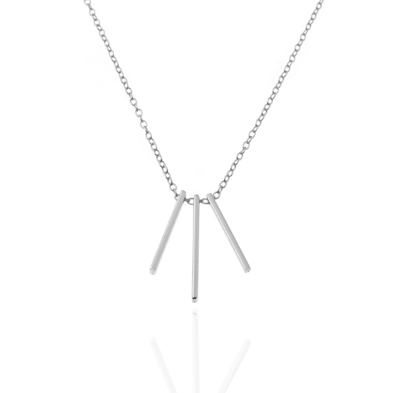 Collar Plata Triple Barra