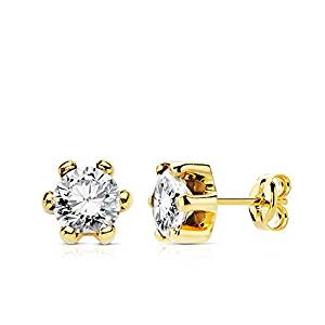 Pendientes Oro18k 6 Garras Circonita