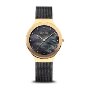 Reloj Bering Mujer Esfera negra de madre perla y brazalete negro 12934-132
