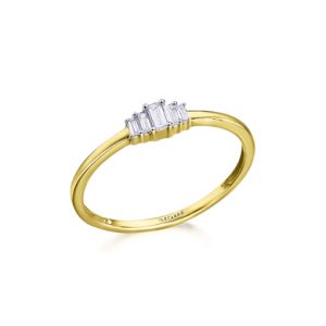 Anillo Barra y Diamantes Oro Amarillo GA130OA