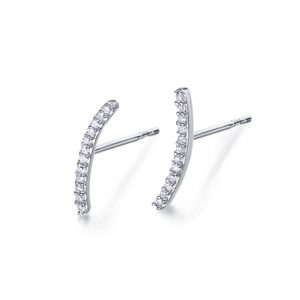 Pendientes Barrita Curva Oro Blanco y Diamantes GB161OB