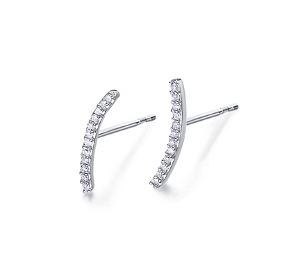 Pendientes Barrita Curva Oro Blanco y Diamantes GB161OB