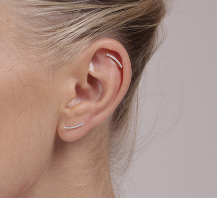 Pendientes Barrita Curva Oro Blanco y Diamantes GB161OB - Imagen 2