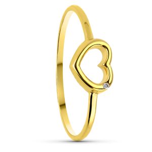Anillo Oro Amarillo Corazón Diamante