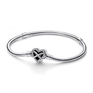 Pulsera Pandora Moments Cadena de Serpiente con Cierre Corazón Infinito Brillante 592645C01