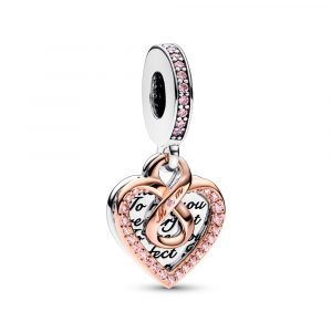 Charm Colgante Doble Corazón en Dos Tonos 782641C01