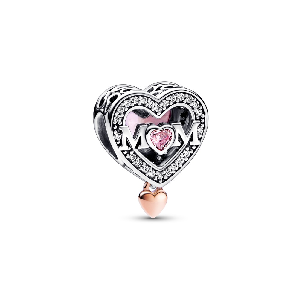 Charm Mamá y Corazón de Filigrana en dos Tonos 782653C01