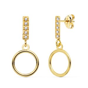 Pendientes Oro 18k Barra y Circulo