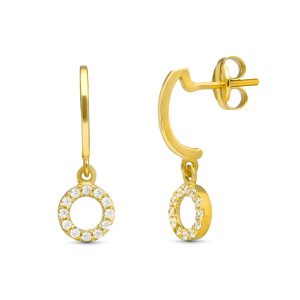 Pendientes Oro 18k Semiaro y Circulo Circonitas