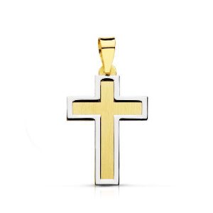 Cruz Oro de 18k Bicolor Plana 20mm