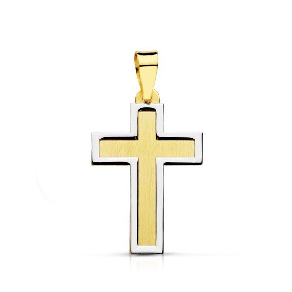 Cruz Oro de 18k Bicolor Plana 20mm