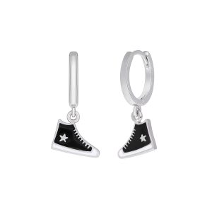 Pendientes Aro Plata Zapatillas Negras D03001/AZ