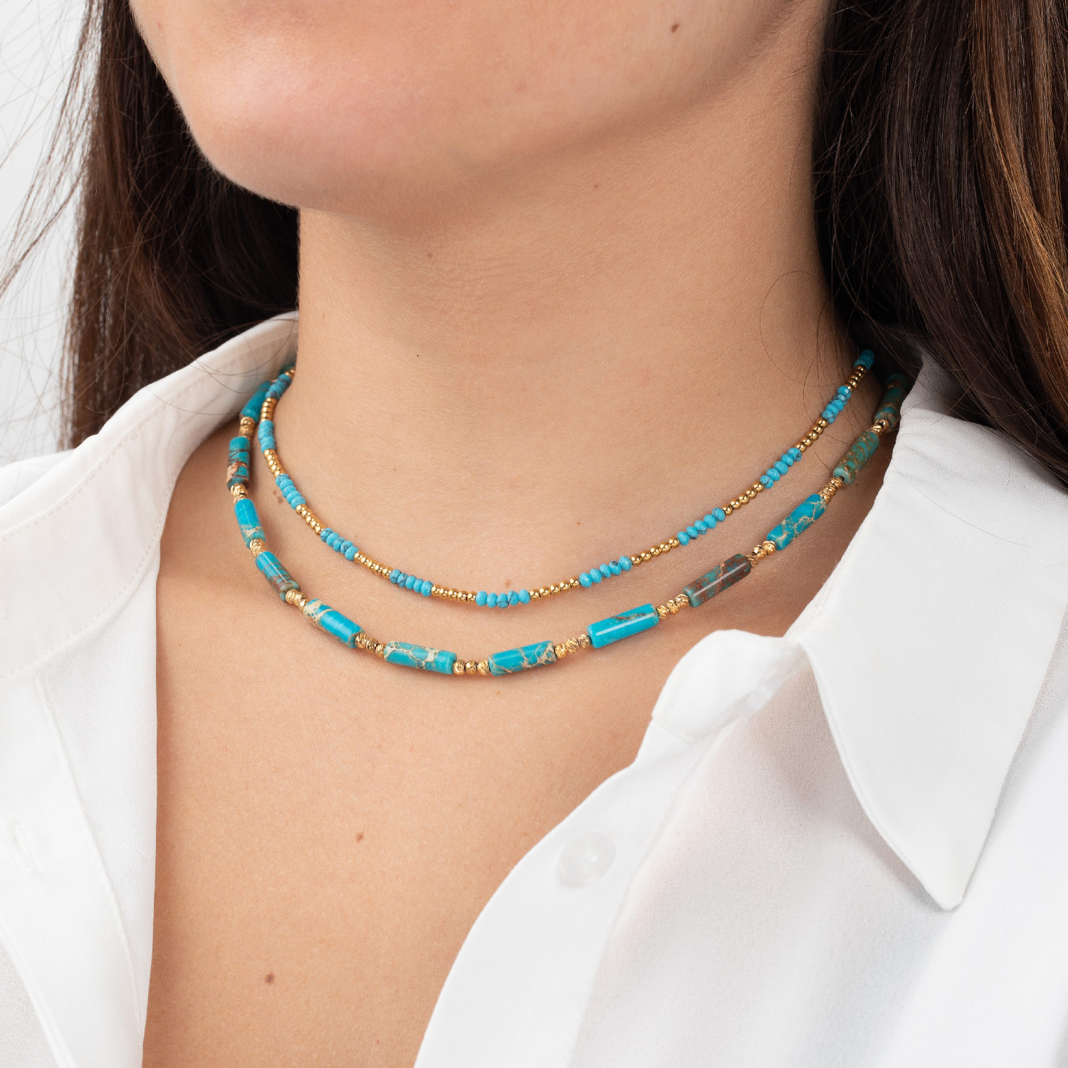Collar Acero Turquesa Oregón Gold - Imagen 2