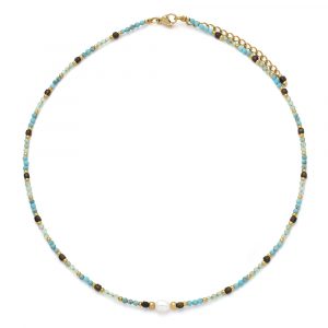 Collar Acero Baltimor Gold Turquesa