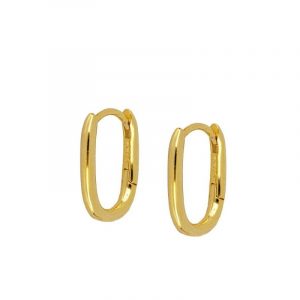 Pendientes Plata Aro Oval 15mm Gold