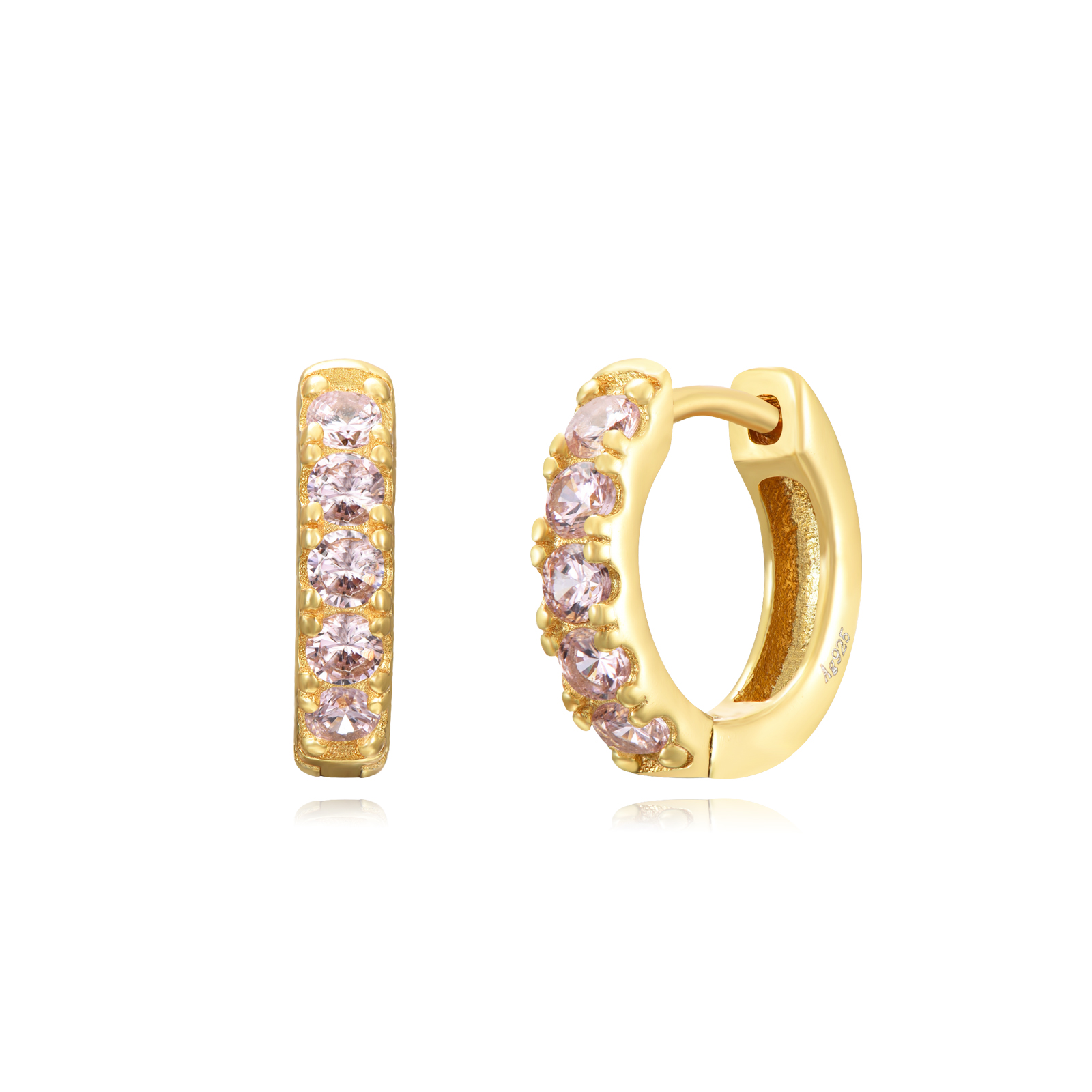 Pendientes Plata Aro Circonitas 10mm Gold - Imagen 3