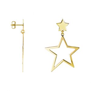 Pendientes Plata Estrella Doble Gold