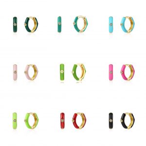 Pendientes Plata Aro Esmalte Circonita