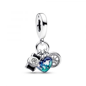 Charm Colgante Triple Cámara, Corazón y Brújula 792703C01