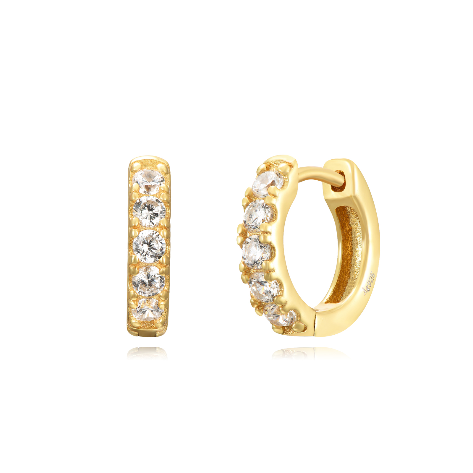 Pendientes Plata Aro Circonitas 10mm Gold - Imagen 5