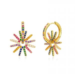 Pendientes Plata Helios Gold Multicolor
