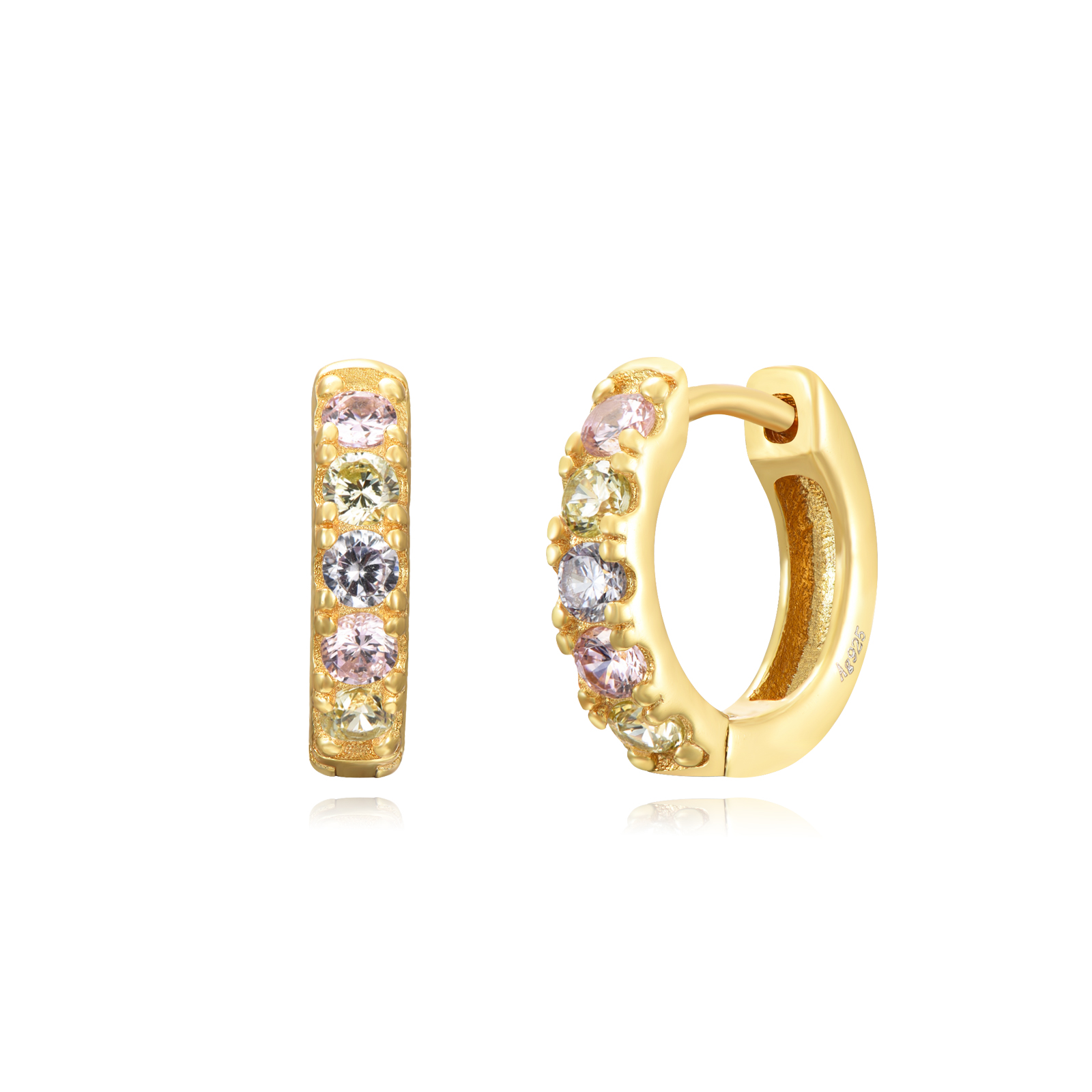 Pendientes Plata Aro Circonitas 10mm Gold - Imagen 4
