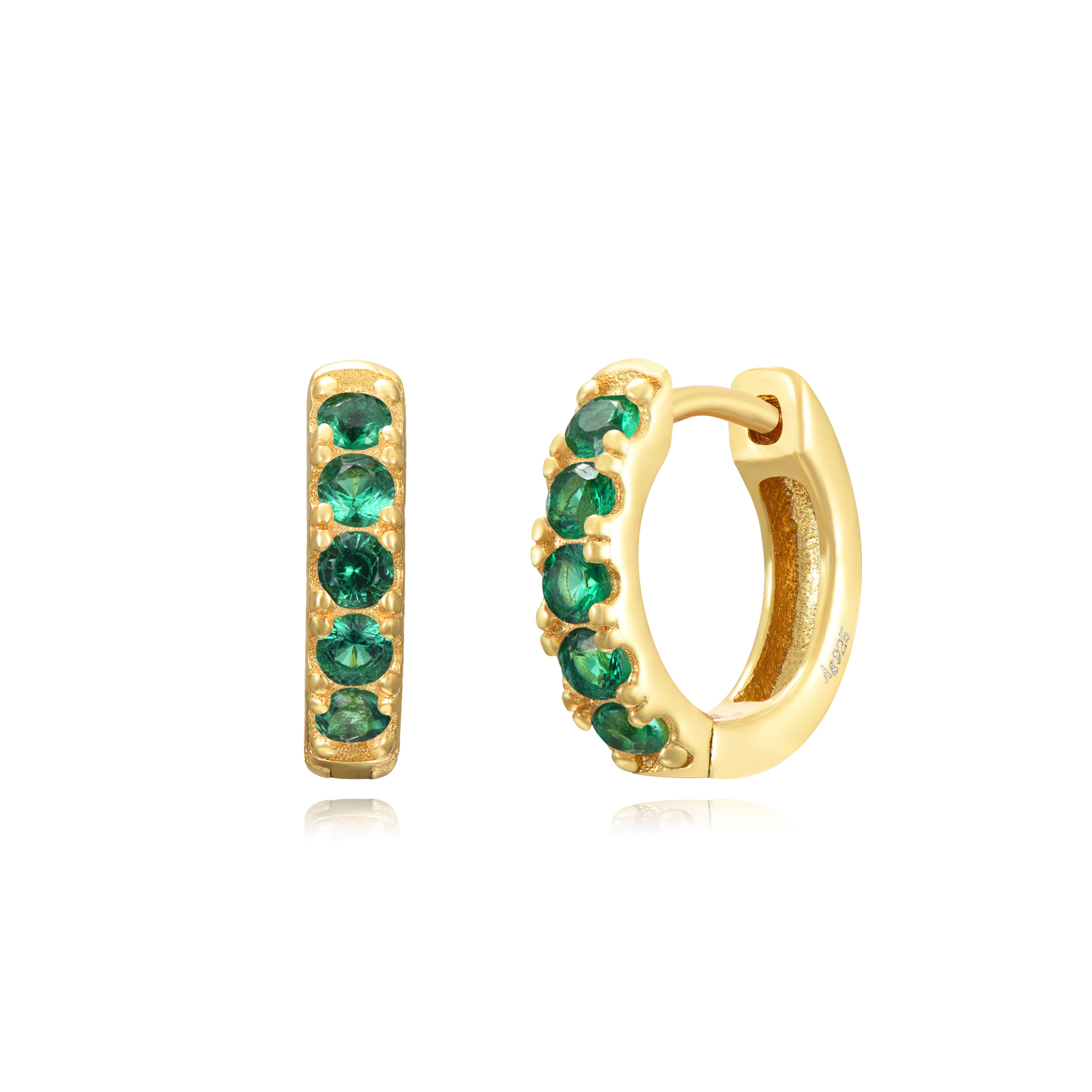 Pendientes Plata Aro Circonitas 10mm Gold - Imagen 2