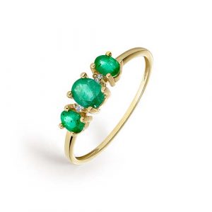 Anillo Oro 3 Esmeraldas y Diamantes GRN-206-272