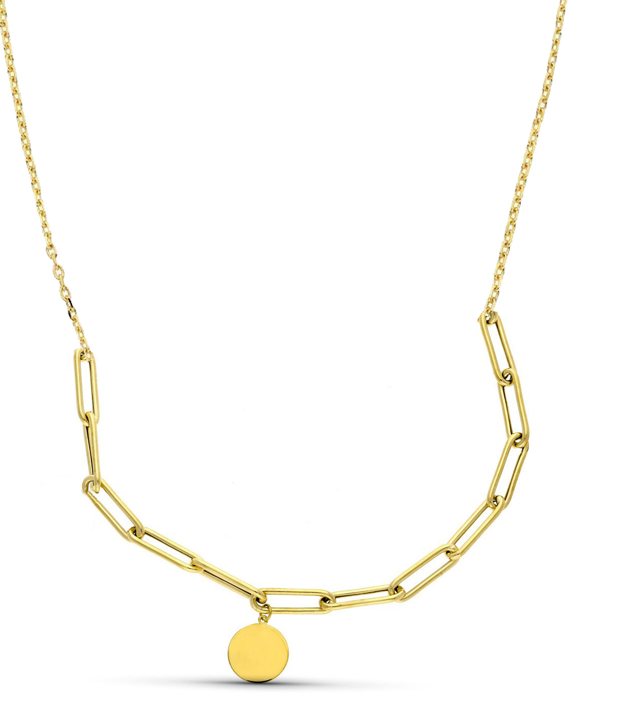 Gargantilla Oro Amarillo Eslabones y Cadena con Chapa