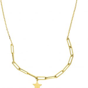 Gargantilla Oro Amarillo Eslabones y Cadena con Estrella
