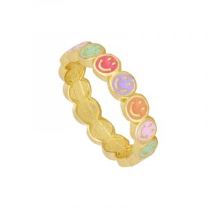 Anillo en Plata Esmalte Smile Gold