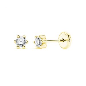 Pendientes Oro Amarillo Circonita 6 Garras 4mm