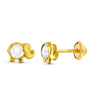 Pendientes Oro Amarillo Elefante