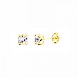 Pendientes Oro Amarillo Circonita 4 Garras 4mm