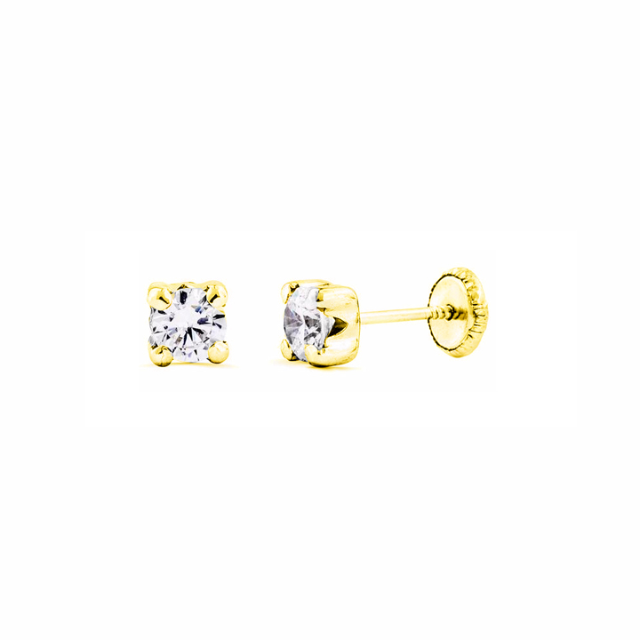 Pendientes Oro Amarillo Circonita 4 Garras 3mm