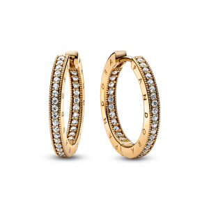 Pendientes de Aro Logo y Pavé Pandora Signature 262738C01